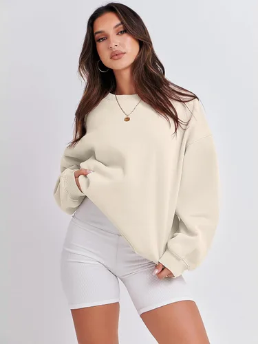 Miniatura 6 de ANRABESS - Sudaderas de vellón de mujer, cuello redondo, de gran tamaño, bonitas, para otoño e invierno, para estudiantes de preparatoria, jóvenes
