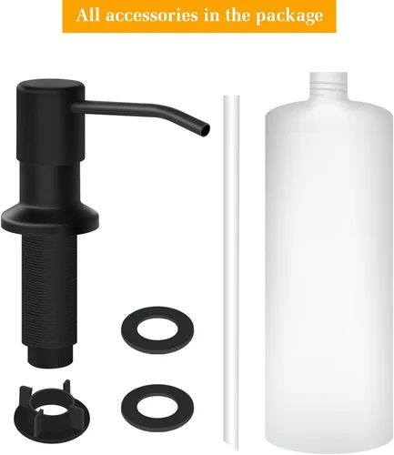 Miniatura 5 de Dispensador de jabón para fregadero de cocina, dispensador de jabón integrado con botella de 17 onzas, recambio del dispensador de jabón para Negro