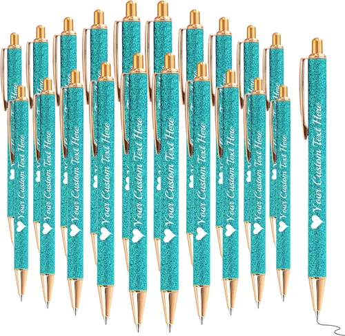 Miniatura 51 de Bolígrafos con purpurina personalizados con nombre, bolígrafos bonitos y bonitos personalizados, bolígrafos retráctiles de tinta negra, suministros