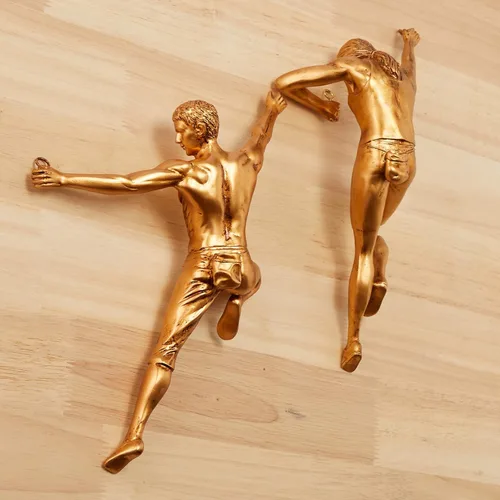 GUTE Figuras altas de escultura de pared de escalada en roca, escultura de decoración de pared (juego de 2) 11.5 pulgadas – hombre y mujer – Maratón
