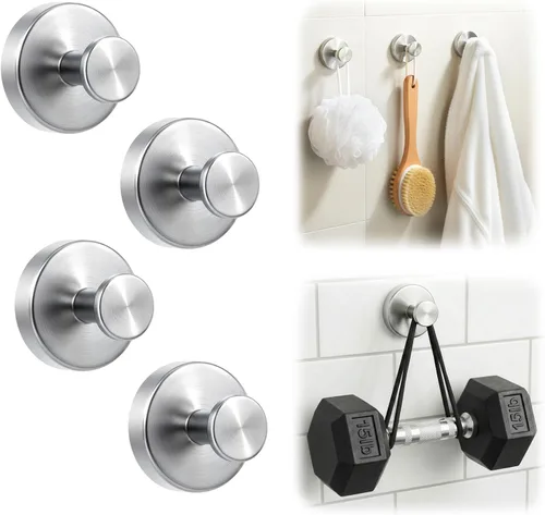 Miniatura 9 de Ganchos de ventosa mejorados para ducha, ganchos de toalla extraíbles resistentes para pared de puerta de vidrio de baño, ganchos de ducha de acero