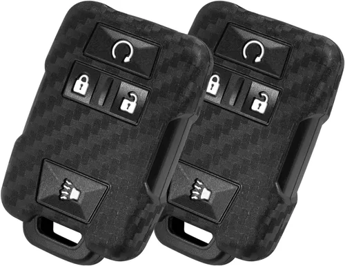 Miniatura 9 de Funda para llavero con patrón de fibra de carbono de silicona Compatible con Chevrolet Colorado Silverado Suburban Tahoe Compatible con GMC Canyon