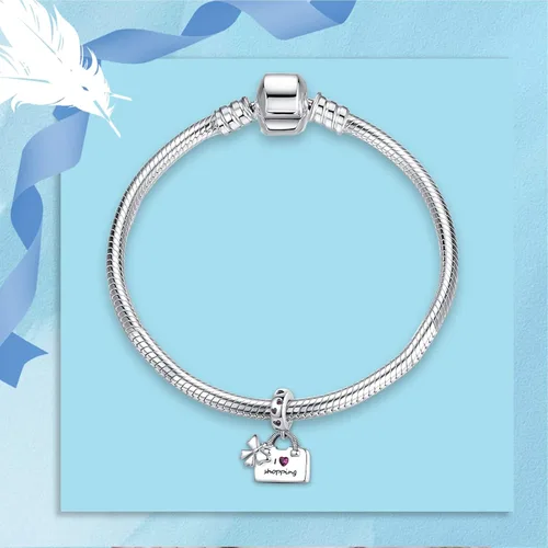 Miniatura 194 de Dijes de plata de ley 925 de dibujos animados de pato, ratón, oso, elefante, dragón chino, cuentas colgantes para pulseras y collares, joyería