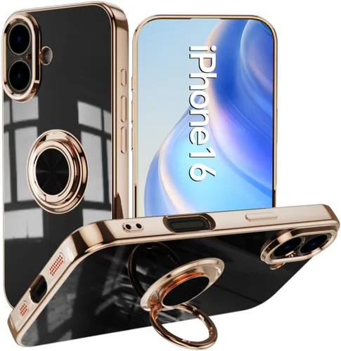 Miniatura 70 de Compatible con iPhone 11 Kickstand, anillo de rotación de 360 grados integrado con borde de oro rosa brillante que funciona con soporte magnético