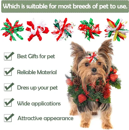 Miniatura 3 de PET SHOW 20 unidades/10 pares de moños rizados para el pelo de perros con bandas de goma para perros pequeños y medianos, en espiral