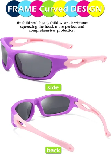 Miniatura 5 de FEISEDY - Gafas de sol deportivas polarizadas para niños y niñas de 3 a 12 años de edad, regalo para niños B2453