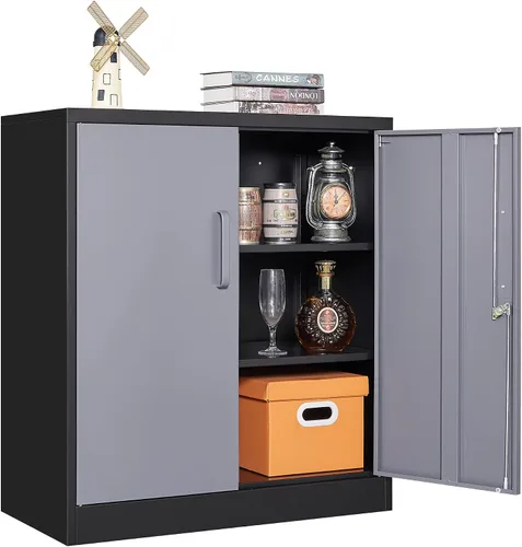 Miniatura 9 de Letaya - Armario de almacenamiento de metal con puerta con cerradura, gabinetes de acero con estantes ajustables para oficina, hogar, despensa