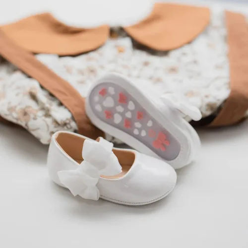 Miniatura 5 de ohsofy Zapatos de Mary Jane antideslizantes con lazo de princesa para bebé y niña, zapatos de vestido de princesa para los primeros pasos, zapatos