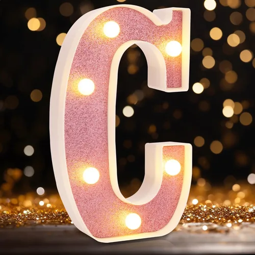 Miniatura 14 de Letras pequeñas de marquesina LED, letras iluminadas, letras LED de 8.58 pulgadas, letrero iluminado a pilas para mesa, fiesta, cumpleaños