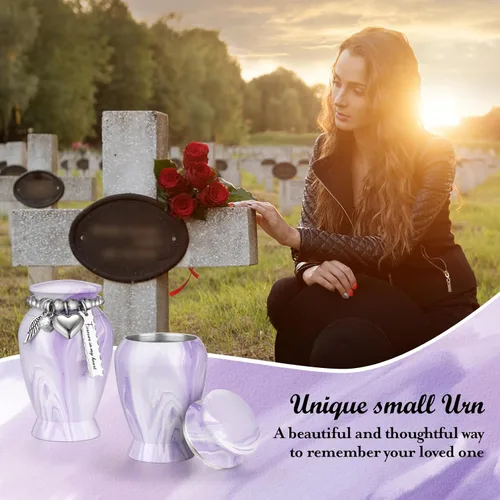 Miniatura 8 de Dletay Urnas pequeñas para cenizas humanas, recuerdo de 2.85 pulgadas, mini urna de cremación conmemorativa para mujeres y hombres, urnas funerarias