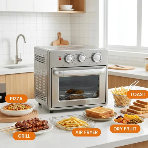 Miniatura 4 de Simple Deluxe Combo de horno tostador con freidora de aire de 16.9 cuartos de galón, horno de convección 5 en 1 con freidora de aire, parrilla