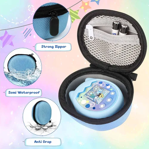 Miniatura 3 de Funda de transporte y funda de silicona compatible con la máquina de juego virtual Tamagotchi Pix para mascotas, (5 en 1) Funda de silicona para Azul