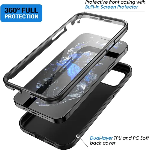 Miniatura 2 de SURITCH Funda compatible con iPhone 12 Mini 2020, [protector de pantalla integrado], protección de cuerpo completo, a prueba de golpes, resistente