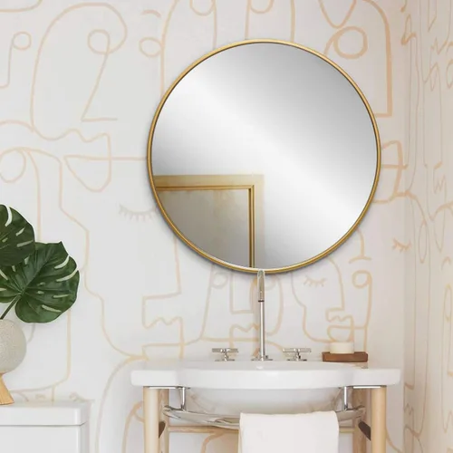 Miniatura 9 de Espejo de pared circular dorado de 24 pulgadas, espejo de pared redondo para entradas, baños, salas de estar y más (dorado, 24 pulgadas)