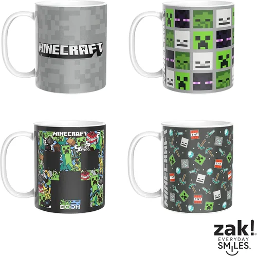 Miniatura 5 de Zak Designs Minecraft - Juego único de tazas de café de cerámica, tazas de café con mango cómodo para regalos de jugadores, aptas para lavavajillas
