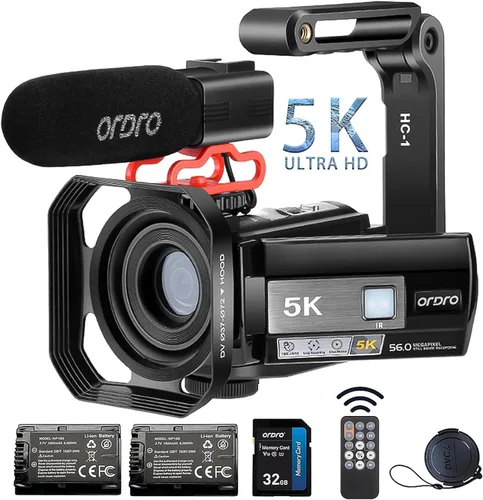 Miniatura 8 de ORDRO Videocámara 5K, videocámara de visión nocturna para viajes YouTube, cámara de video digital con gran angular de 95°, modo WDR, estabilizador