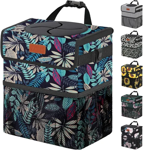 Vankor - Bote de basura para automóvil, bolsa de basura para colgar, impermeable, a prueba de fugas, latas de basura para vehículos, hojas coloridas