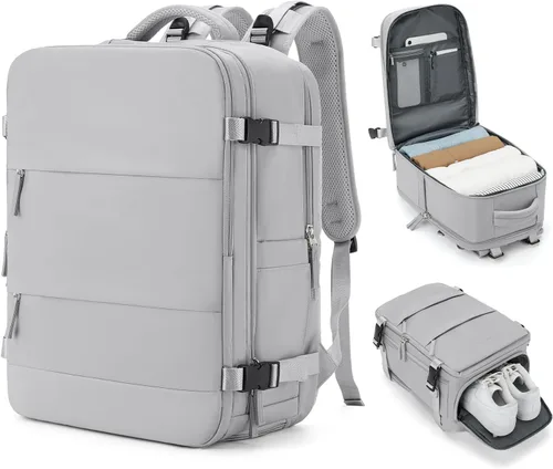 Miniatura 54 de coowoz Mochila grande de viaje para mujeres y hombres, mochila de transporte, mochila para senderismo impermeable, mochila deportiva para Rosa