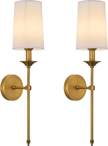 PASSICA DECOR Juego de 2 Apliques de Pared Cableados Vintage de Latón Antiguo Aplique de Vela Luz de Pared para Dormitorio Sala de Estar Tocador