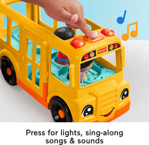 Miniatura 7 de Fisher-Price Little People - Juego de juguete para niños pequeños, autobús escolar musical con vehículo de empuje y 2 figuras para juego de roles