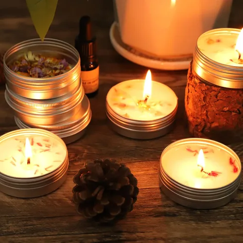 Miniatura 6 de OBKJJ 48 latas redondas de aluminio con tapa, latas de metal de 2 onzas, recipientes para velas de alimentos con tapas de rosca para manualidades
