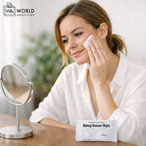 Miniatura 5 de World Amenities - Toallitas removedoras de maquillaje a granel 50 unidades Envueltas individualmente, limpieza suave, sin alcohol - Todo