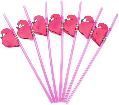100 popotes de flamenco, popotes desechables y flexibles para fiestas Luau, fiesta en la piscina, fiesta de cumpleaños, hawaiano, restaurantes