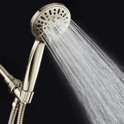 Miniatura 6 de AquaDance Ducha de mano de alta presión de 6 ajustes de níquel cepillado completo de 4 pulgadas con manguera, la mejor experiencia de ducha probada