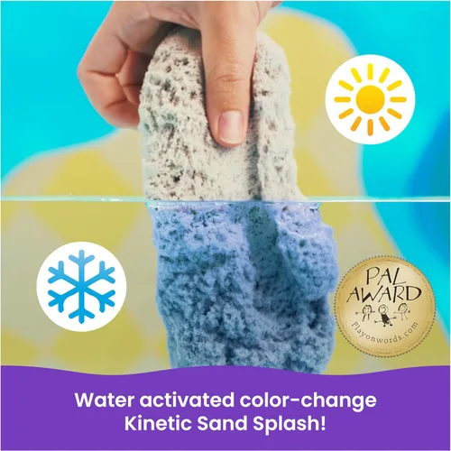 Miniatura 2 de Kinetic Sand, Splash - Estuche para principiantes con arena de juego que cambia de color de 6 onzas, 3 herramientas y moldes, almacenamiento