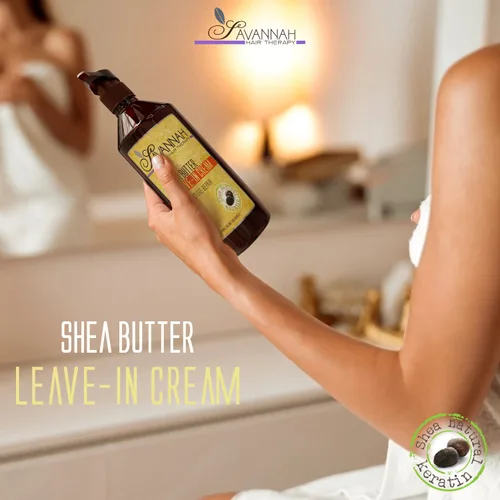 Miniatura 8 de Savannah Hair Therapy Acondicionador en crema sin enjuague para cabello seco dañado y teñido con manteca de karité, queratina y proteína de seda