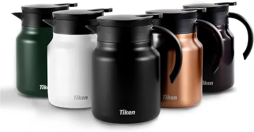 Miniatura 7 de Tiken Servidor de café, jarra térmica de café de 27 onzas líquidas (27.1 fl oz), jarras de café al vacío con aislamiento de acero inoxidable