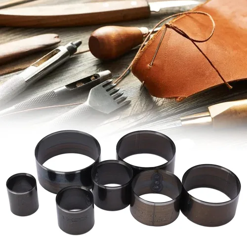 Miniatura 3 de Juego de 7 piezas de cortador de perforación hueco de agujero, material de acero de alto carbono, herramienta de perforación de cuero, troqueles