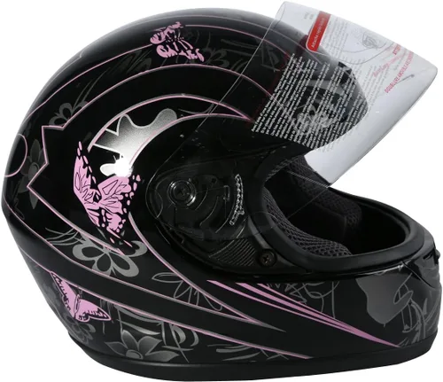 Miniatura 8 de TCT-MOTORPARTS - Casco de motocicleta con tapa abatible, de cara completa, certificado por el DOT, diseño de mariposa rosa y negro, casco deportivo