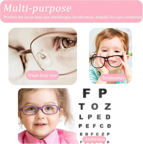Miniatura 3 de Paquete de 4 parches para los ojos para niños, parche médico suave para los ojos para tratar lentes perezosos ambliopía estrabismo para niños, rosa