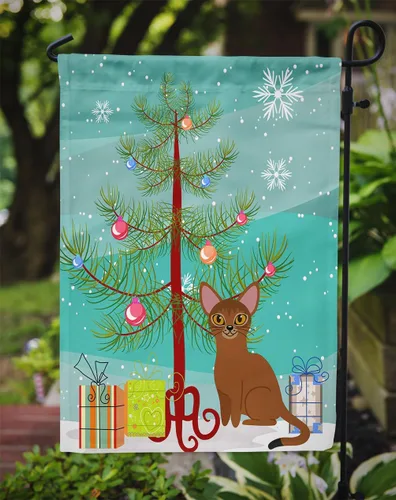 Miniatura 3 de Caroline's Treasures BB4411GF Bandera de jardín con diseño de gato abisinio con texto en inglés "Merry Christmas" para jardín, bandera decorativa
