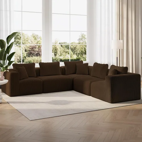 Miniatura 57 de Novilla 141" Sofá seccional modular, sofá seccional moderno en forma de nube con soporte Smarts Coil™, sofá sin huesos en forma de U para sala
