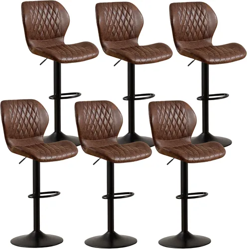 Miniatura 19 de Taburetes de bar modernos, taburetes de bar giratorios con respaldo alto, taburetes de bar de tela ajustables para sillas de isla de cocina