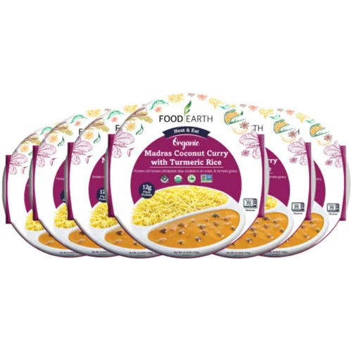 Miniatura 10 de Food Earth Paquete de cocina india listo para comer – Curry de lentejas partidas, curry de garbanzos con arroz al vapor y biryani de verduras