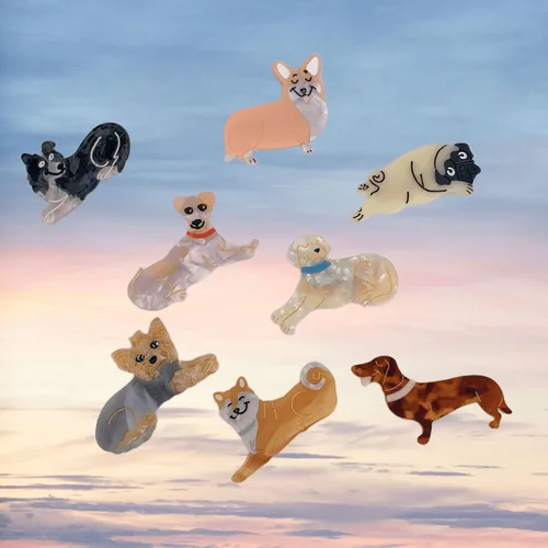 Miniatura 6 de 1 horquilla de perro para mascotas para mujeres, pinza para el pelo de animal (perro salchicha)