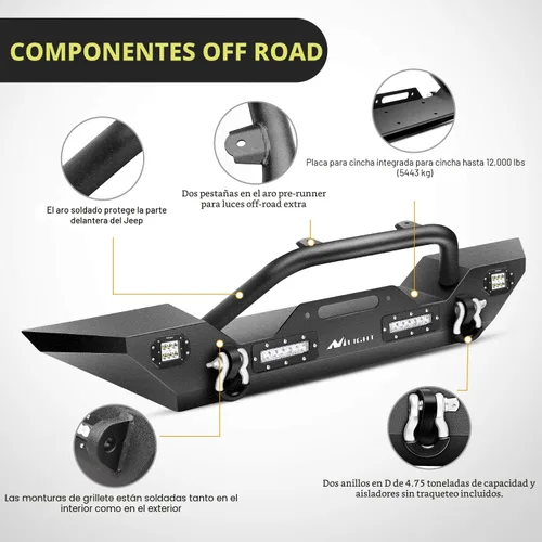 Miniatura 3 de Nilight - Parachoques delanteros compatibles con Jeep Wrangler JK/JKU de 2007, 2008, 2009, 2010, 2011, 2012, 2013, 2014, 2015, 2016, 2017 y 2018