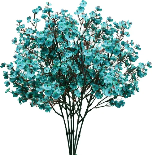 Miniatura 25 de Mandy's 6 paquetes de flores artificiales de aliento de bebé beige marrón 18.5 Inch Silk Gypsophila European Style Modern Home Decor Centerpiece