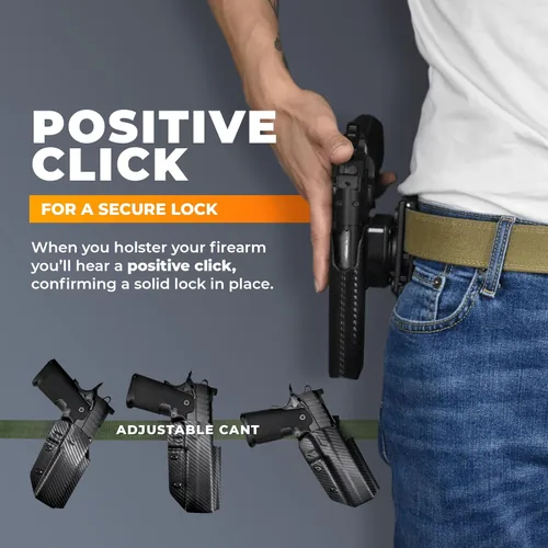 Miniatura 6 de OWB Negro Quick Detach IDPA - Funda KYDEX - Cintura exterior - Retención Posi-Click - 100% fabricado en EE. UU