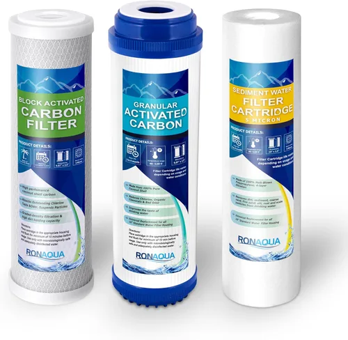 Juego de reemplazo de filtro de ósmosis inversa de 5 etapas, sedimento de 5 micrones, cartuchos de filtro de carbón activado granular y bloque bien