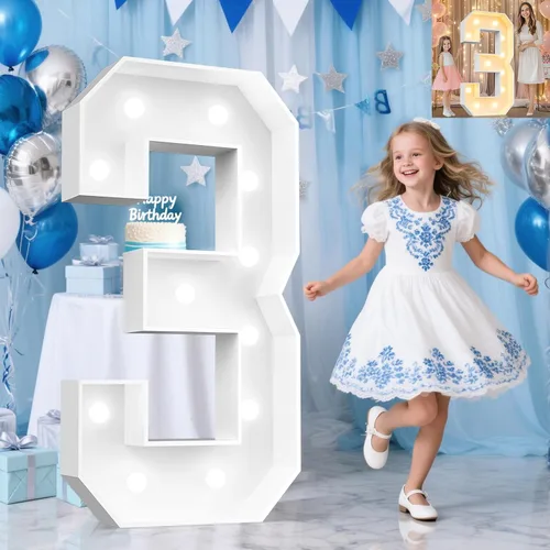 Miniatura 59 de Pooqla Letras de marquesina iluminadas de 3 pies, letras de marquesina con luz LED blanca fría y blanca cálida, letras de mosaico gigante para Letra