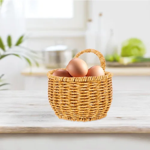 Miniatura 6 de 2 cestas de almacenamiento tejidas a mano, pequeña cesta colgante de ratán de imitación para cocina, baño, decoración de pared, organizador