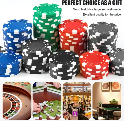 Miniatura 6 de 100 fichas de póquer profesional con caja de almacenamiento, juego de fichas de póquer de casino de 5 colores, fichas de póquer de casino compuestas