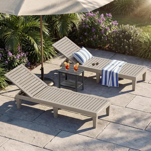 Miniatura 10 de NUNU LAB Juego de 6 tumbonas para exteriores, reclinables ajustables de 5 posiciones para patio con resina para todo tipo de clima, tumbonas
