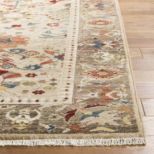 Miniatura 2 de SAFAVIEH Kashan Collection - Alfombra de área de 2 x 3 pies, color beige y gris pardo, diseño oriental tradicional, no desprende pelusa y de fácil