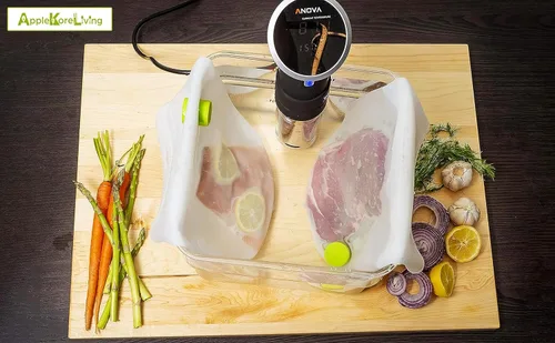 Miniatura 6 de Bolsas reutilizables de silicona para Sous Vide, 3 bolsas extra grandes, no necesita sellador al vacío, sin BPA, 60% más grandes, más delgadas y más