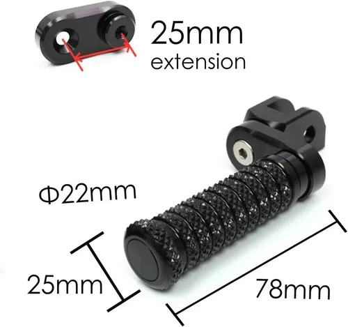Miniatura 3 de MC MOTOPARTS POLE - Clavijas de pie delanteras elevadoras de extensión CNC de 0.984 in compatibles con YZF R3 2015-2017